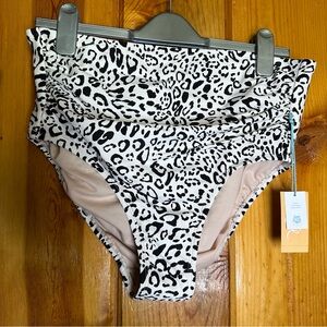 Kona Sol Neutral Leopard Print High Waist Full Coverage Bikini Bottom